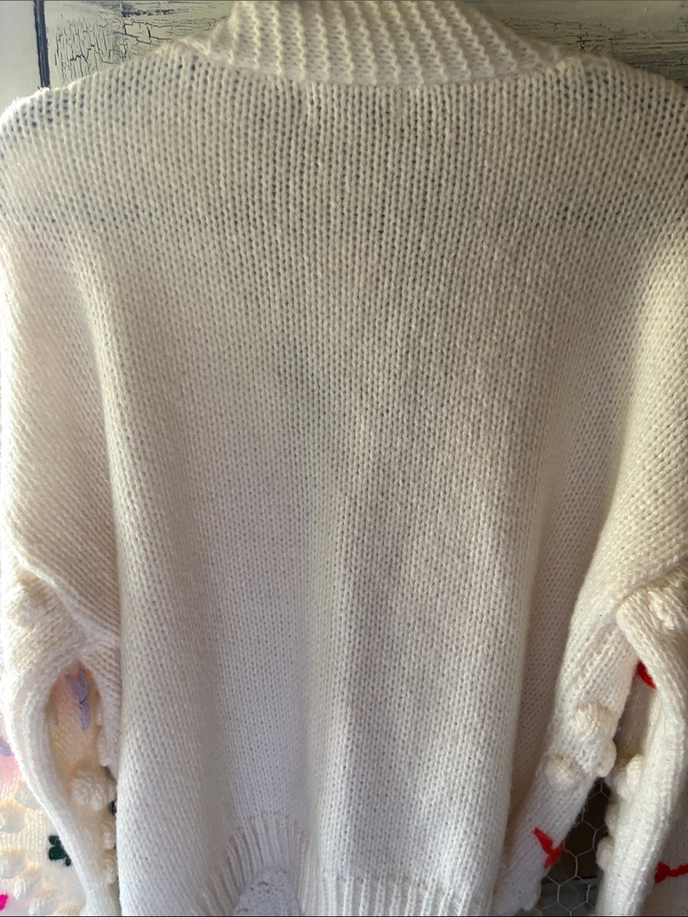 HYFVE Cream Chunky Knit Cardigan with Multicolor Embroidered Dots - Picture 4 of 4